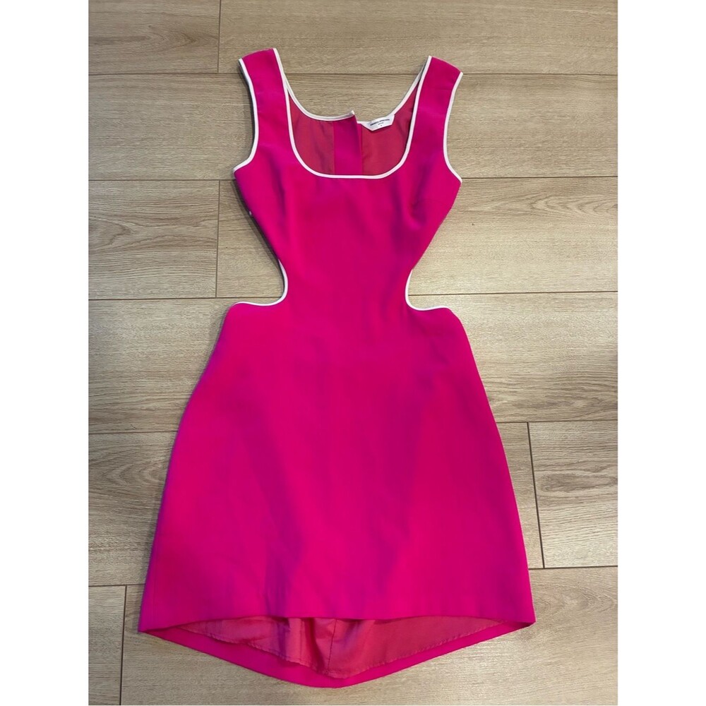 Amanda Uprichard Women’s Beeba Dress Hot Pink White Mini Open Back Size M